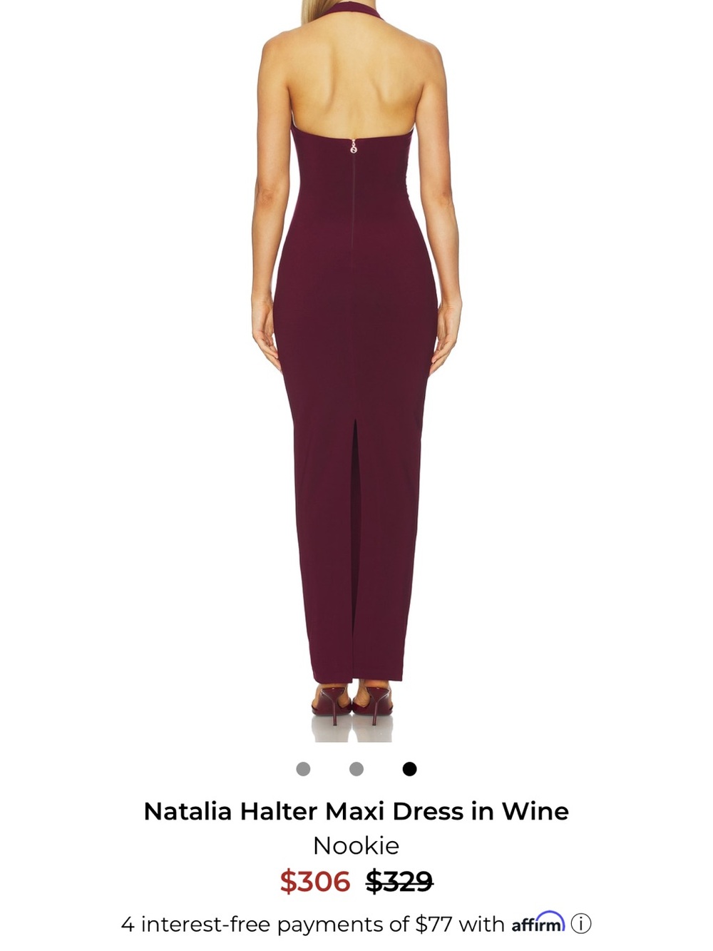Nookie Natalia Halter Maxi Dress in Wine Burgundy